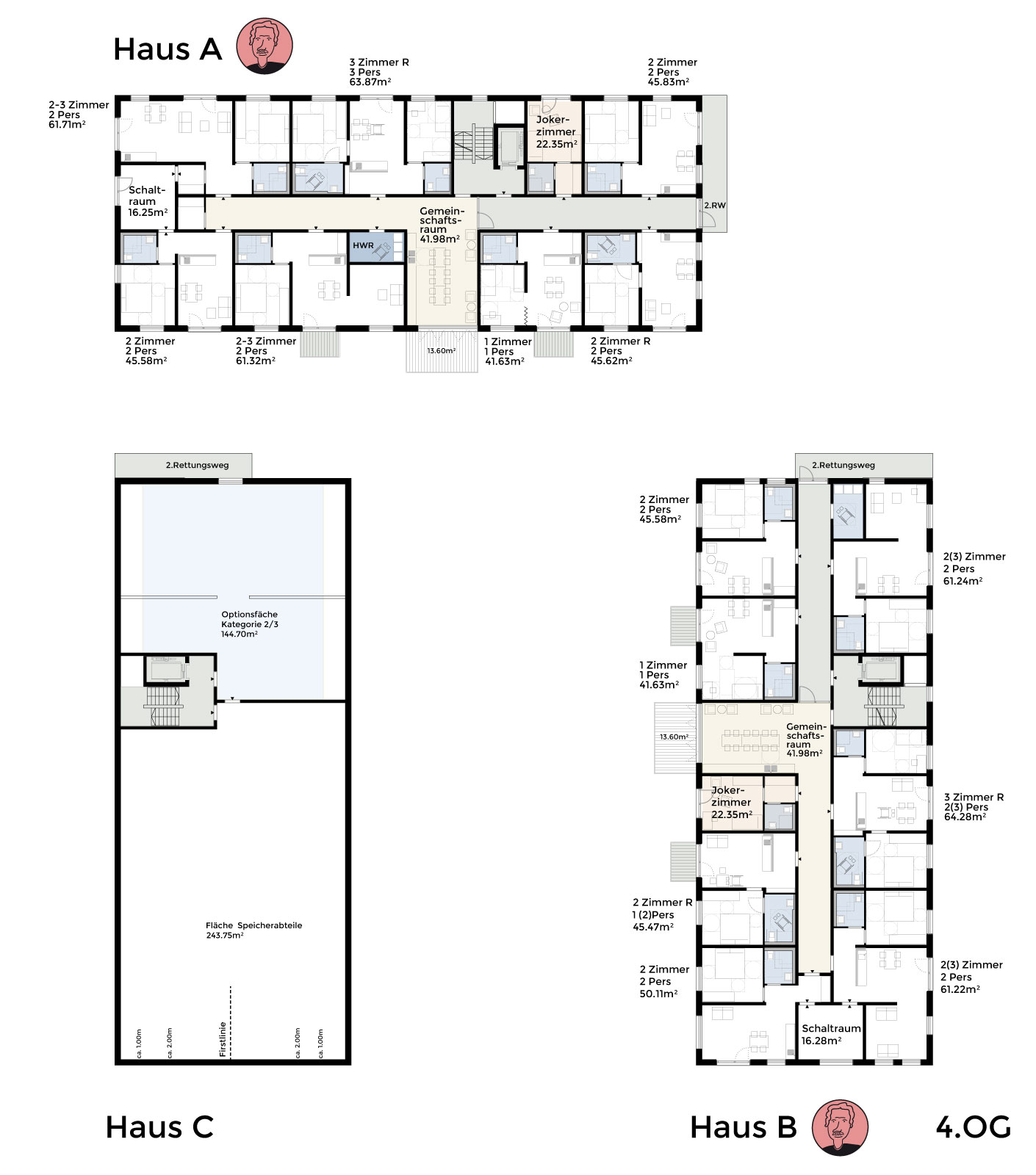 Beispiel A: Grundriss 4. Obergeschoss