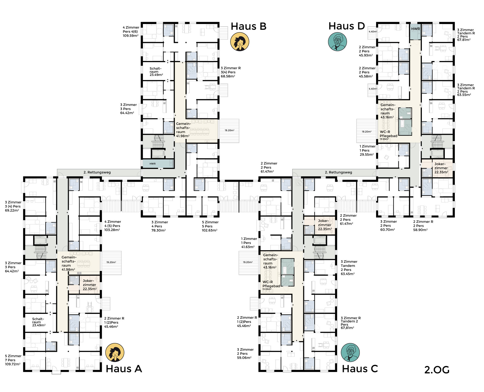 Beispiel B: Grundriss 2. Obergeschoss