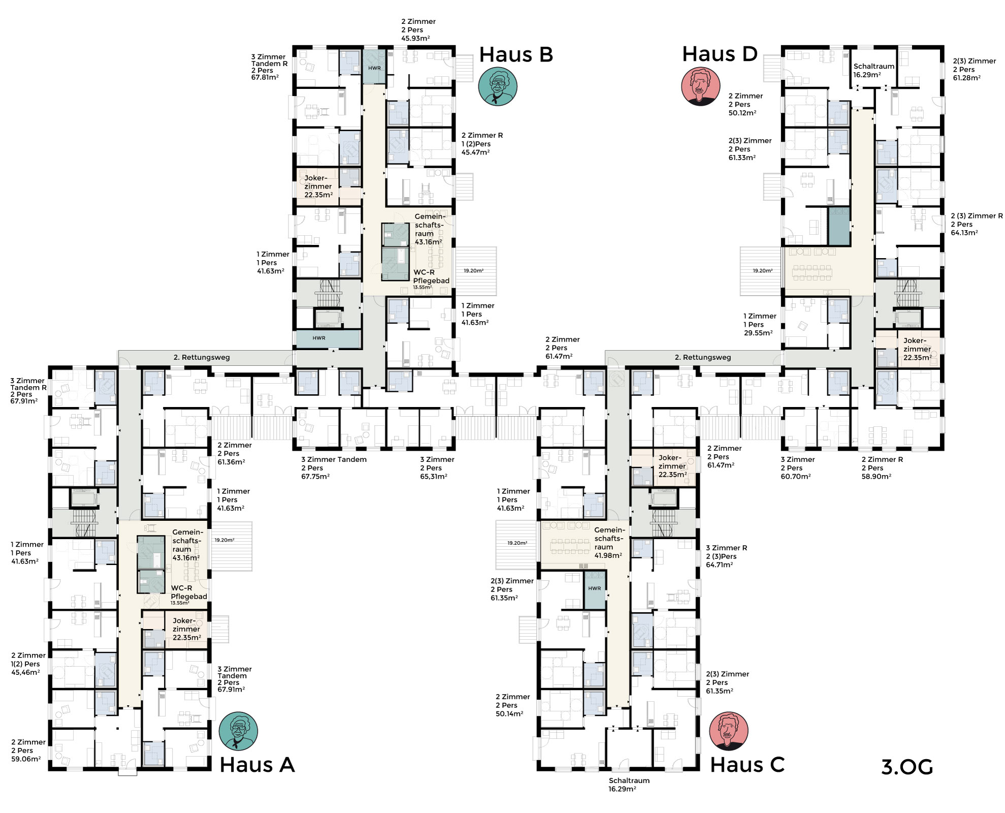 Beispiel B: Grundriss 3. Obergeschoss